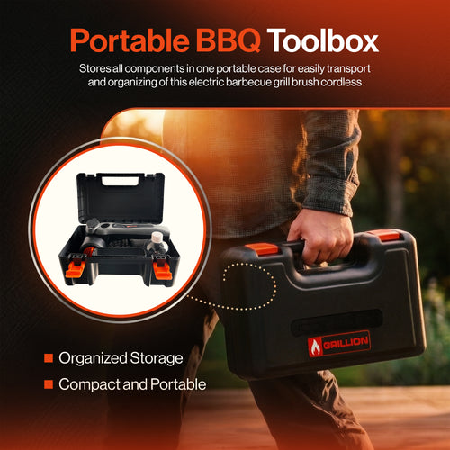 Rechargeable Electric Grill Cleaner with Interchangeable Brush Heads