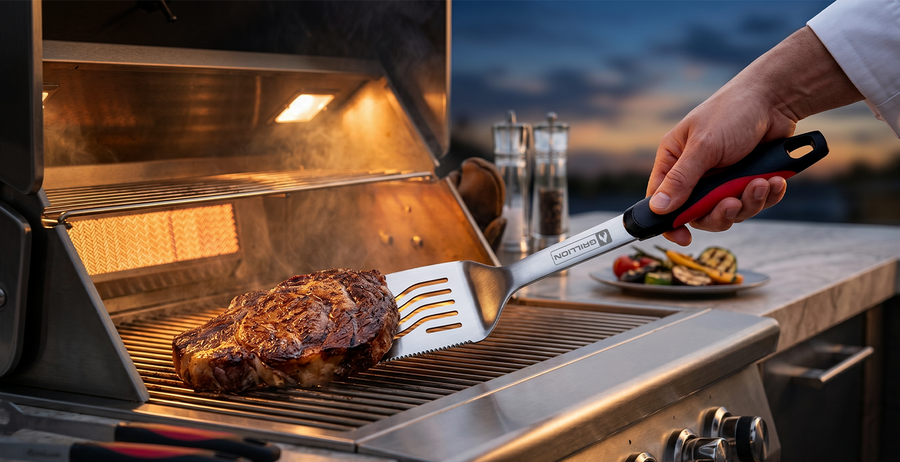 Flip & slice with <br><span class="green-accent">7-in-1 spatula</span>
