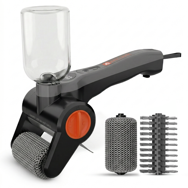 Rechargeable Electric Grill Cleaner with Interchangeable Brush Heads